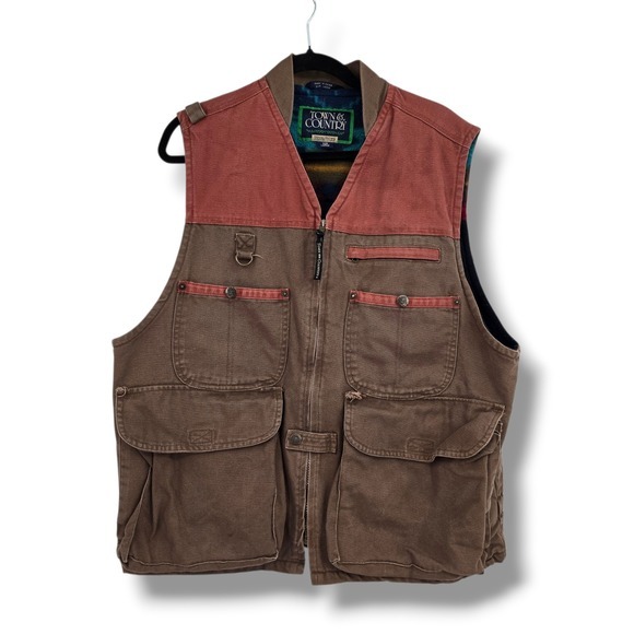 Town & Country Other - Town & Country Fleece Lined Mens Canvas Utility Hunting Vest Large Vintage
